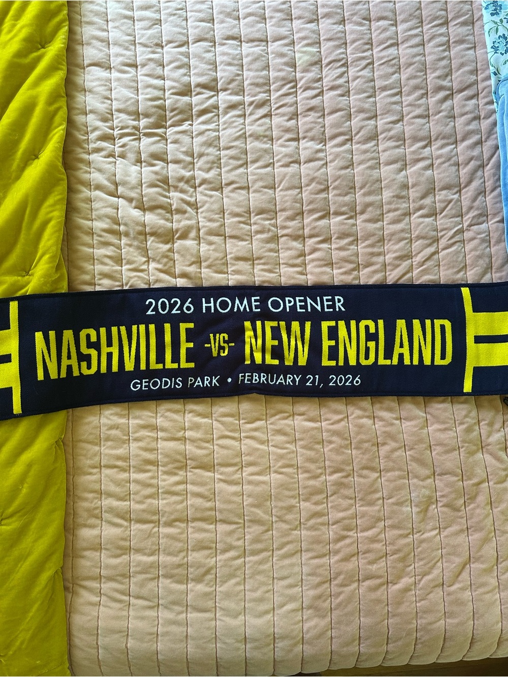 Nashville vs New England 2026 Home Opener Scarf- Blue & Yellow